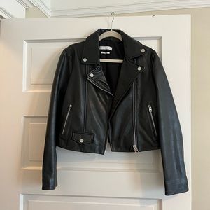 Genuine Leather Biker Jacket - Mango